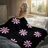 Pink Daisy Pattern Flannel Blanket Warm Soft Halloween Christmas Decorative Couch Warm Cozy All-Season Gift