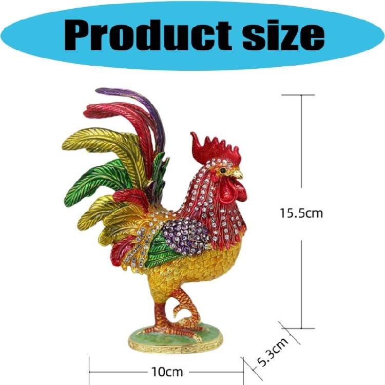 Unique Enamel Colored Rooster Decoration Metal Jewelry Box Earrings Organiser Case Perfect For Gift Giving