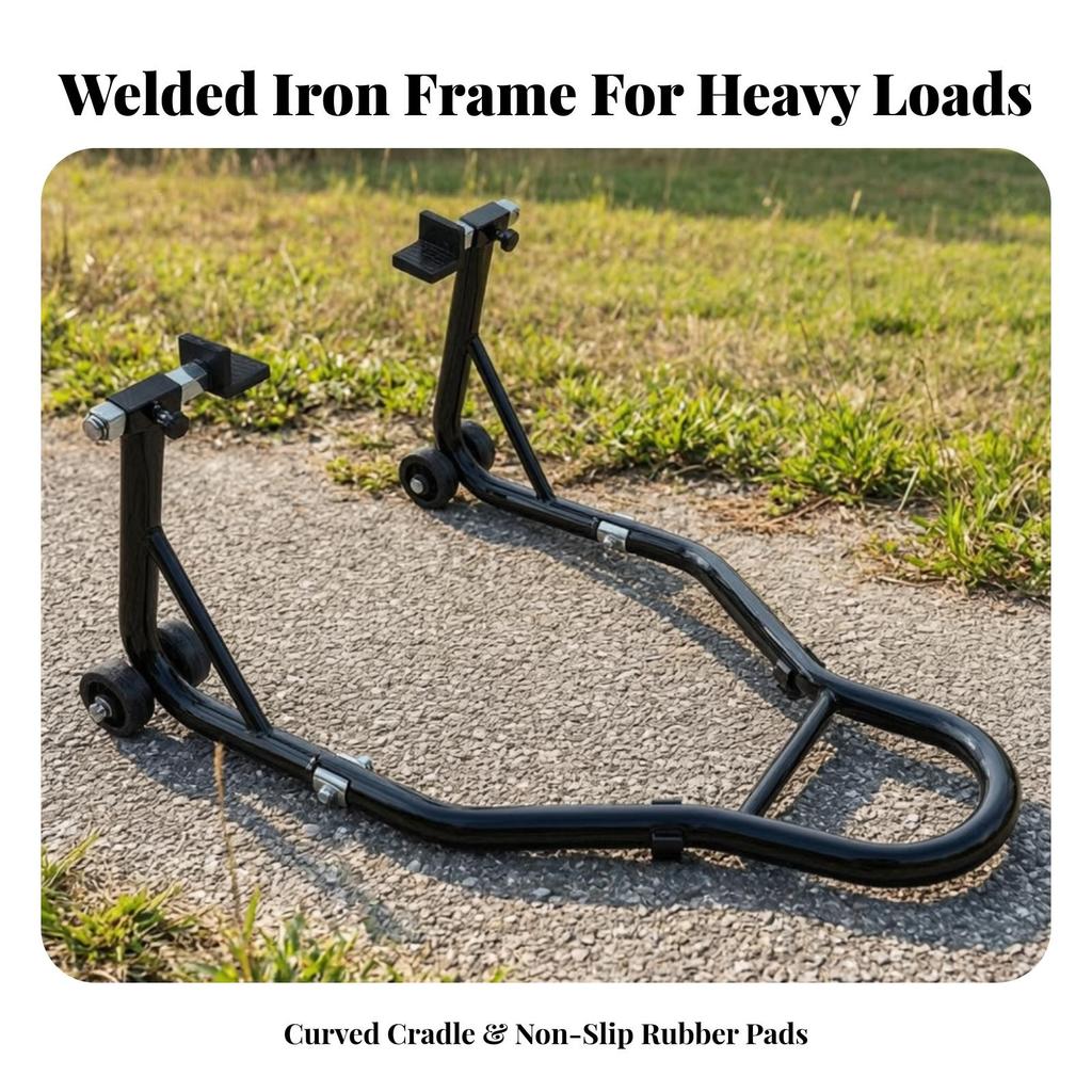 Resistant Rear Stand | Heavy-Duty Iron Tubing, Motorcycle Paddock Stand, Stable