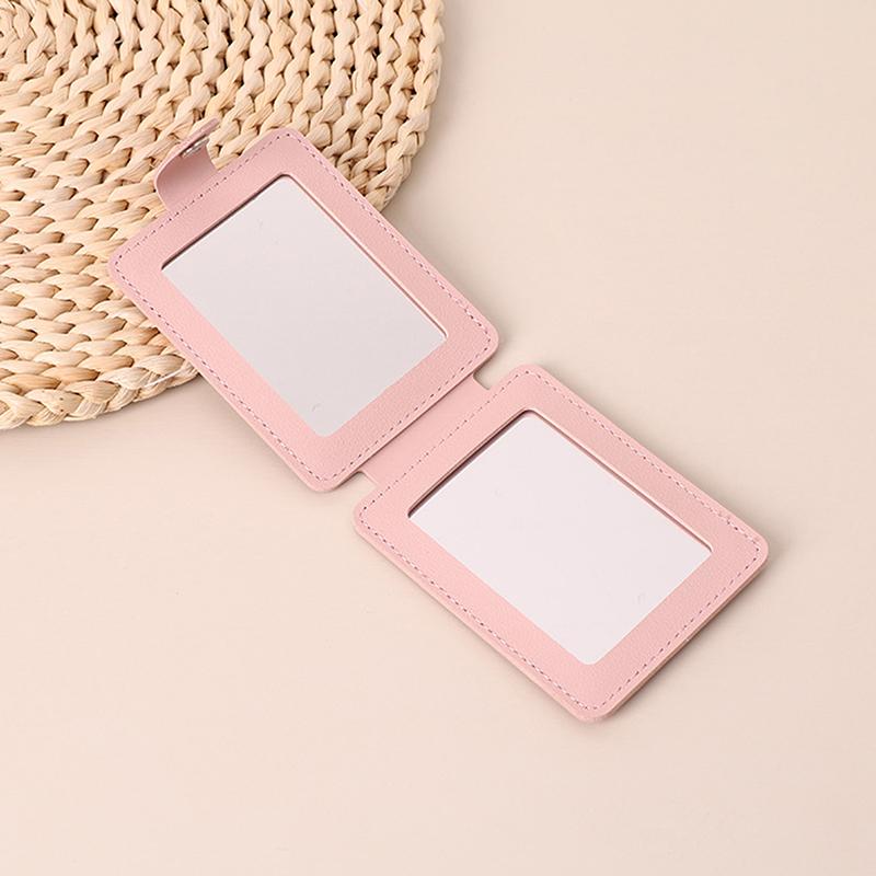 

2-стороннее зеркало для макияжа, однотонное, из искусственной кожи, простое, портативное, складное, для студентов, компактное, симпатичное, карманное зеркало rectangle розовый