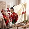 Cristiano Ronaldo Personalized Fleece Blanket With Football Logo, Custom Name Text Soft Warm Home Throw Blanket