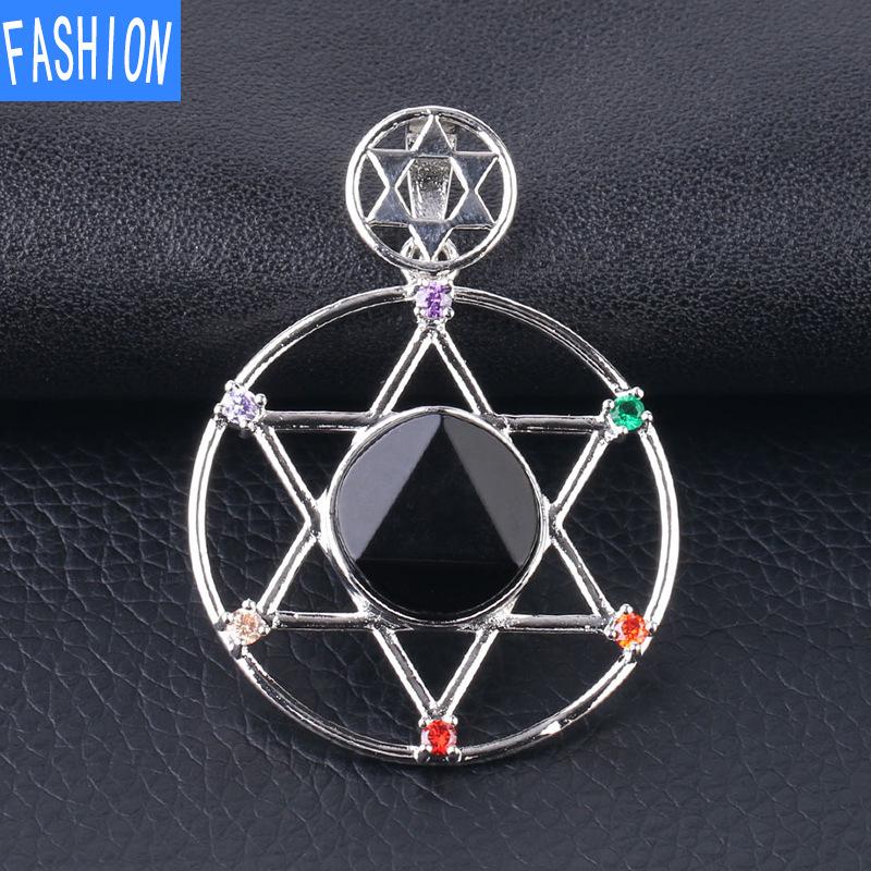 Yönlü Kristal Taş David'in Yıldızı David'in Kalkanı Altı Sivri Yıldız Çift Katmanlı Elmas Kolye Kolye Erkekler Ve Kadınlar Için