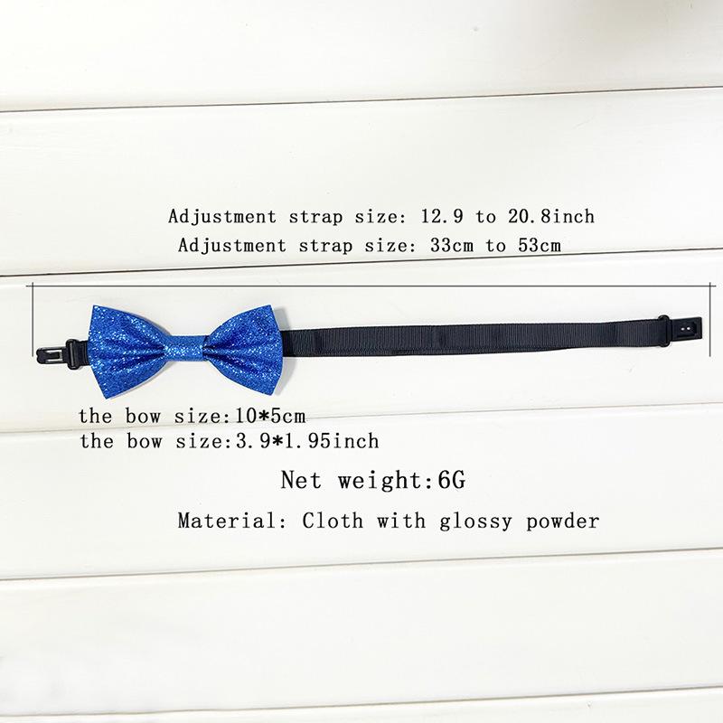 Children's Blue Glitter PU Bow Tie with Flower Decoration