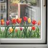 Tulipano Appena Dipinto Adesivo Statico per Finestra Decalcomania in Vetro UV Decorazione per la Casa