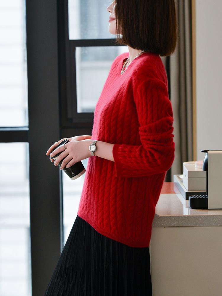 Women's Cashmere Sweater Qinghe Cashmere 30% Cashmere 70% Wool Autumn and Winter Cashmere Pullover Soft and Warm