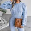 Knit Sweater Women Autumn Winter Long Sleeve Twist Neck S-XXL Crop