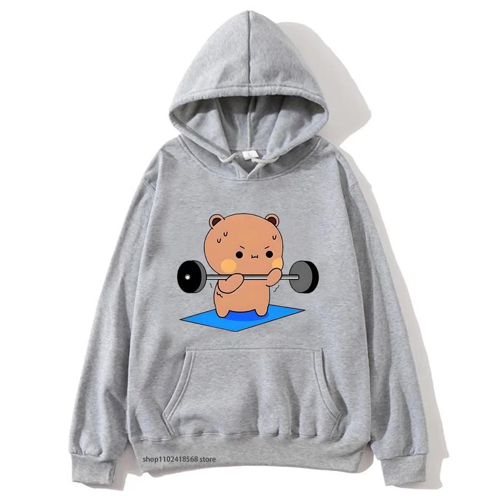 BuBu beobachtet DuDu Gewichtheben ist ein Turner Hoodie Pandabär Sweatshirt Paar Kleidung Männer Kawaii Frauen Tops