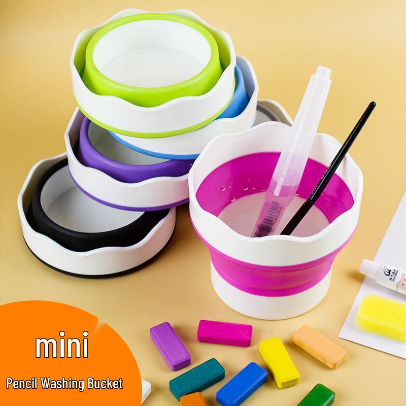 

Portable Children s Collapsible Watercolor Wash Bucket with Brush Cleaner