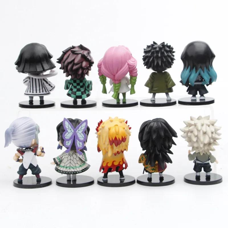 10pcs Demon Slayer Tanjiro Figure Anime Kimetsu No Yaiba Shinobu Statue Mitsuri Action Figurine Table Decoration Desk Toy Gift