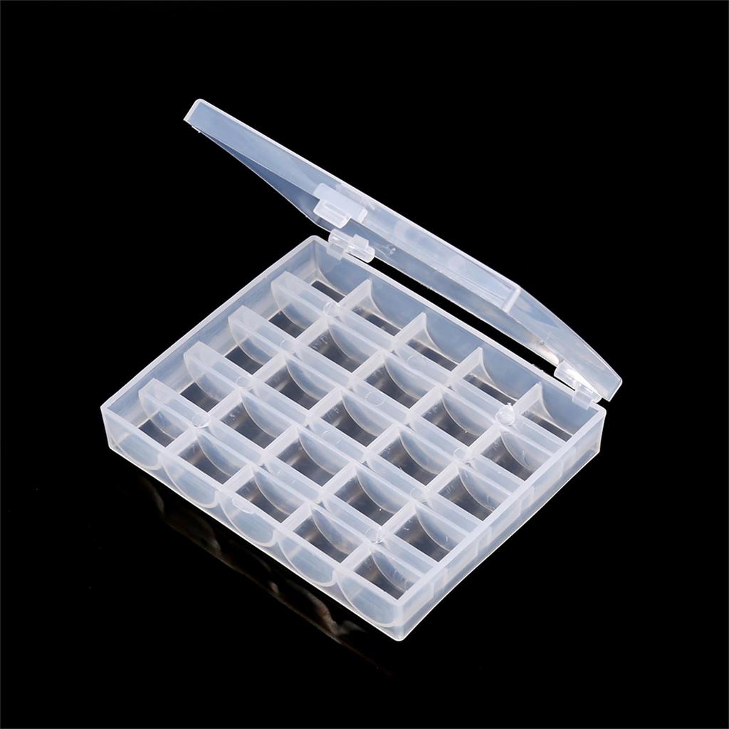 1pc Plastic Empty Bobbins Case Sewing Machine Bobbin Organizer Storage Clear Box for 25 Spools