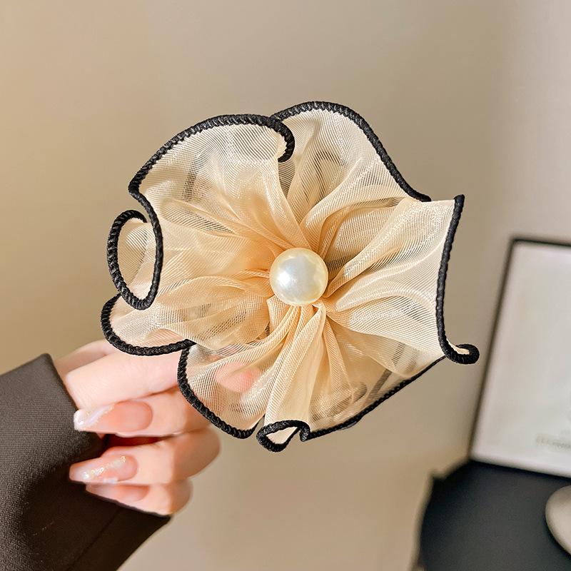 Mori Style Pearl Flower Mesh Hair Clip for Women