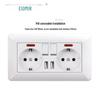 Curved White European Standard Socket Panel with Double USB & Type C, German Switch, Concealed Installation