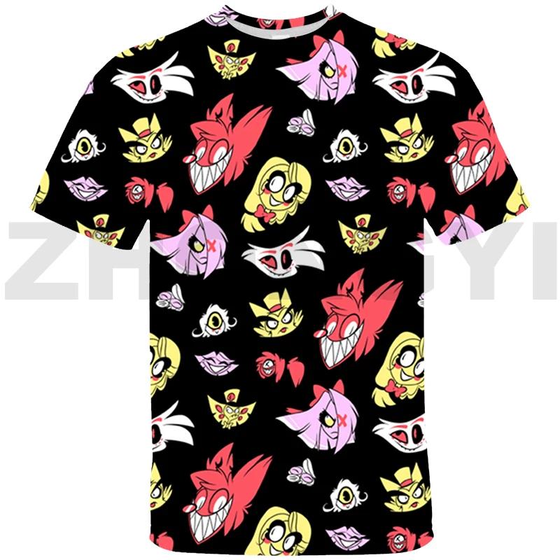 

3D Hazbin Графічні футболки Жіноча велика футболка Дитяча готельна коротка футболка з круглим вирізом Аніме Чоловіча футболка Harajuku Вінтажна футболка M