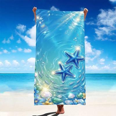 1Pc, Starfish Pattern Beach Towel, Super Absorbent Lightweight Beach Towel - Sand-Free Quick-Drying Towel, Soft Microfiber, Suitable for Various Setti