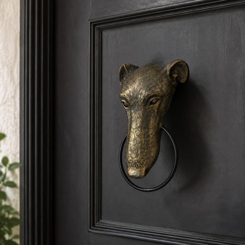 Decorative Animal Door Knocker with Raised Head and Lifting Handle for Wood, Metal, Garden, Entry, and Shop Entrances