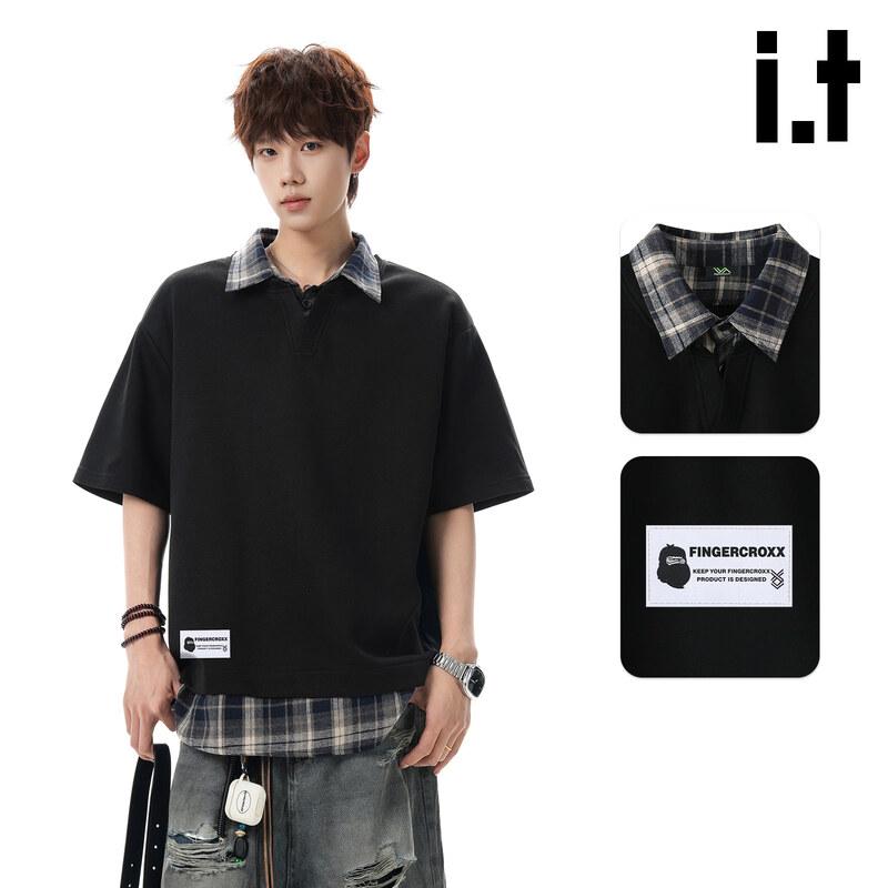 Fingercroxx Men's Casual Loose Fit V-Neck Polo Shirt