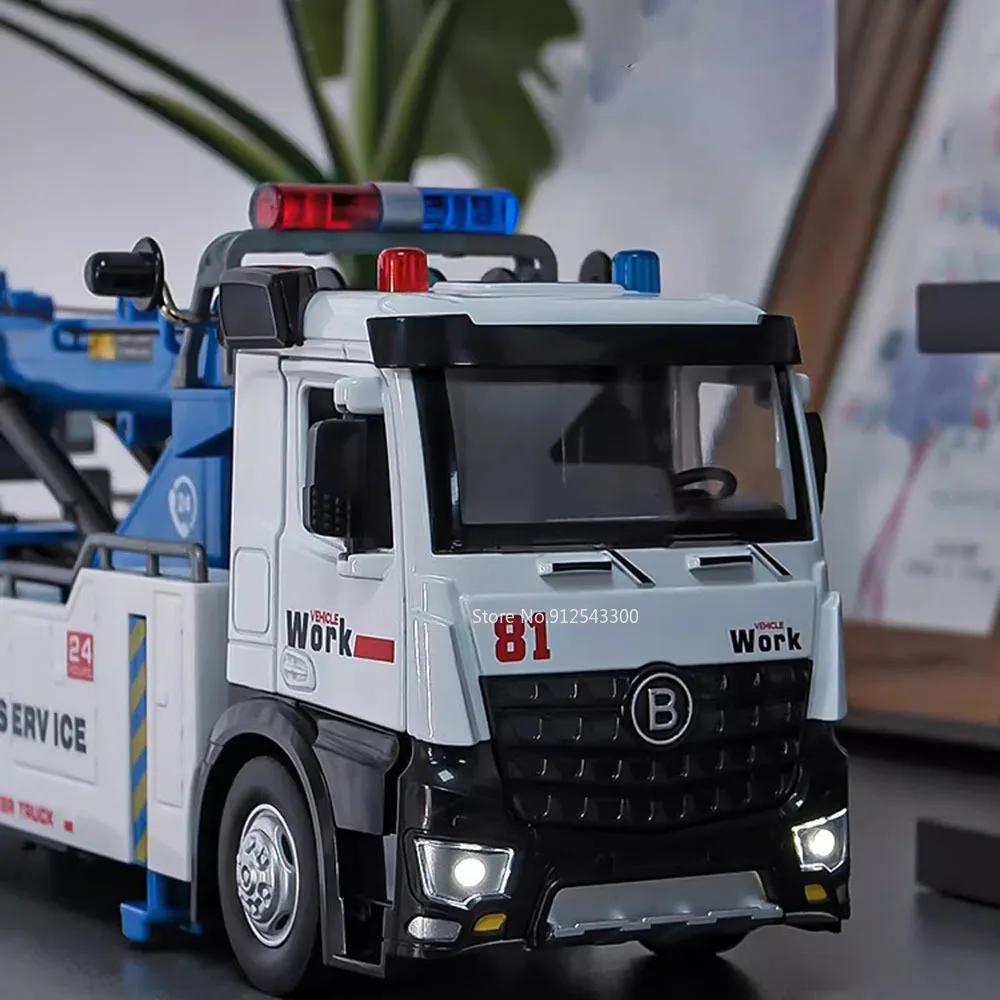 Large Scale 1:18 Double Ditch Obstacle Clearing Toy Car Model Alloy Diecast Sound Light Engineering Vehicle Toys for Kid Present