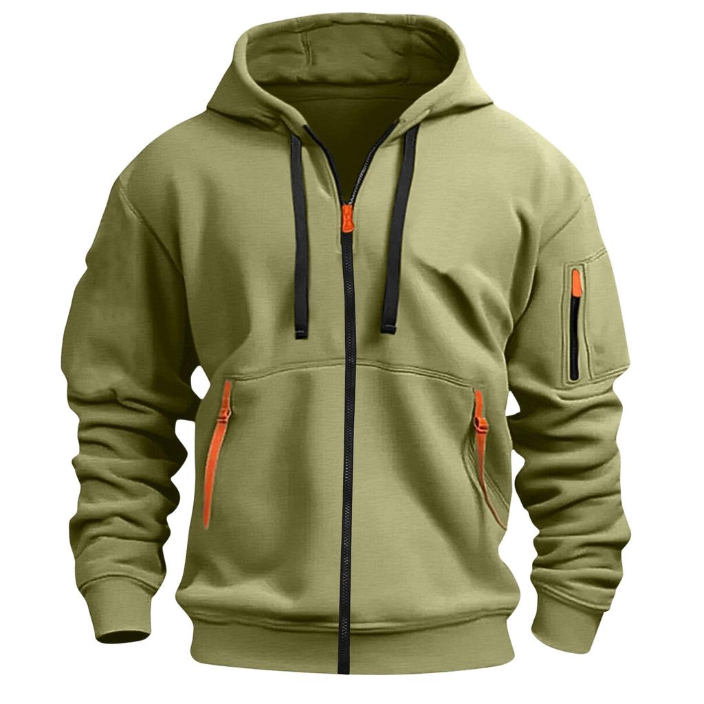 Herren Zip-Up Kapuzenjacke mit mehreren Taschen Sportlich-Lässiges Oberteil für den täglichen Gebrauch
