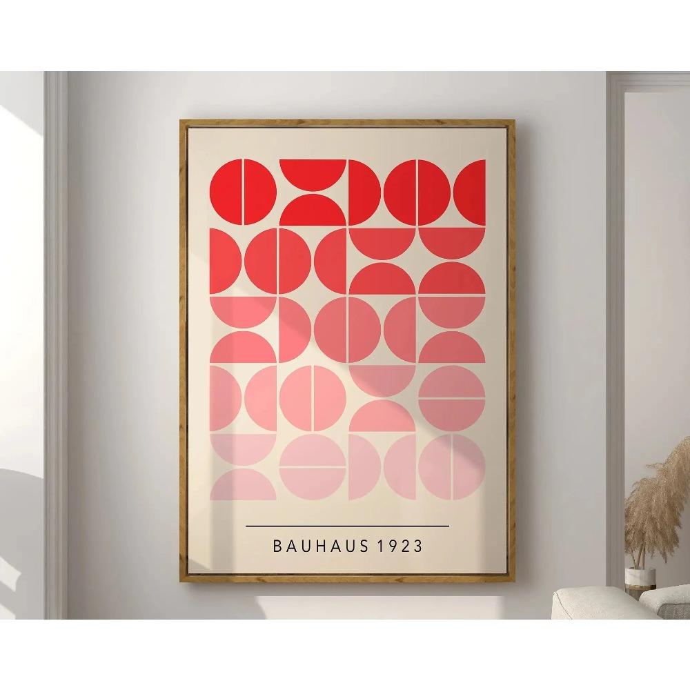 Mid Century Bauhaus Poster Geometric Wall Art Canvas Prints Living Room Bedroom Bright Colourful Artwork for Home Decor