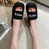 Rhinestone muffin slippers women's summer new outer wear thick bottom heightening one-word drag high-end sandals