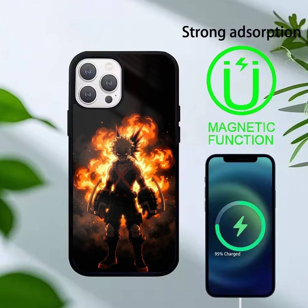 Katsuki Bakugo R-Hero Academia Phone Case For iPhone 14,16,15,13,17,12,Plus,Pro,Max Magnetic For Magsafe Frosted Cover