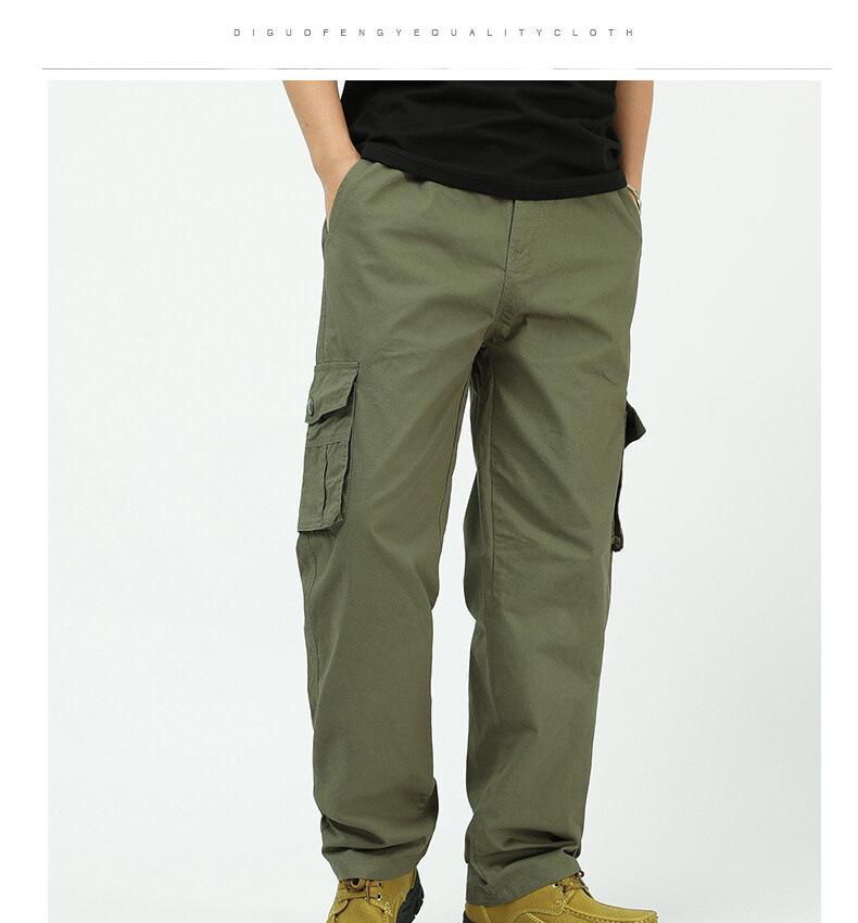 Spring & Autumn Multi-Pocket Loose Fit Casual Pants for Middle-Aged Men
