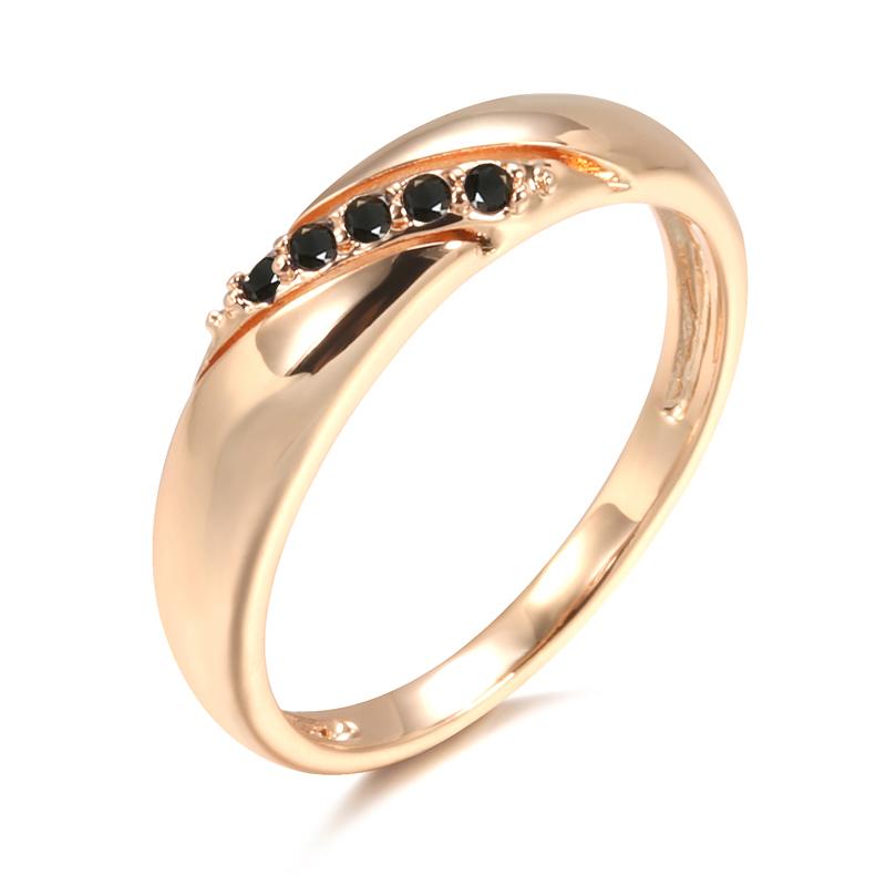 Luxury Vintage Black Natural Zircon Ring For Women  Rose Gold Ethnic Bride Wedding Party Daily Fine Jewelry