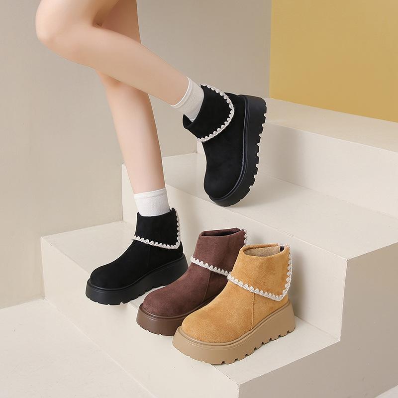 Simple Small Muffin Thick-soled Short Boots for Women's 2025 Autumn and Winter New Fashionable Versatile and Thin Martin Boots