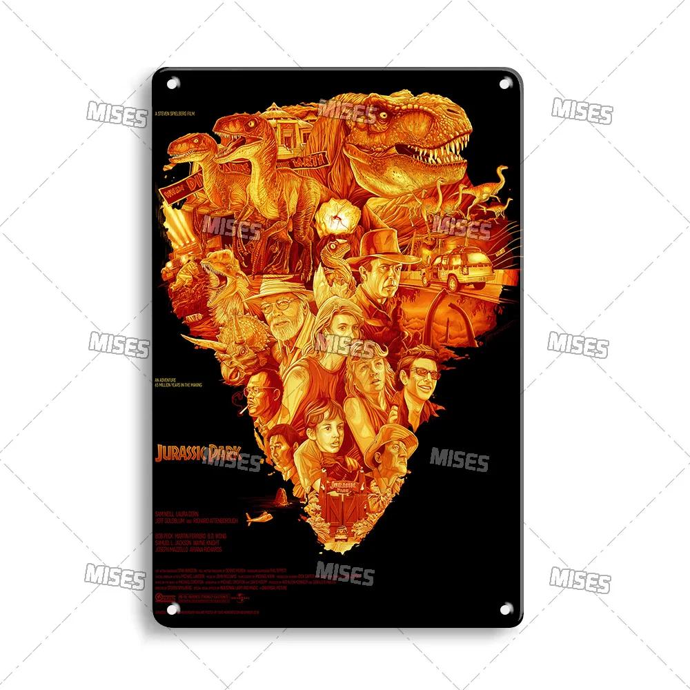 MISES Film Classico Jurassic Park Targa Metallica Pub Targa Metallica Giardino Vecchia Targa Murale Segno Metallico Arrugginito Decorazione Murale Poster Metallico
