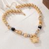 Temperament pentagram round bead square ring necklace color simple neck chain