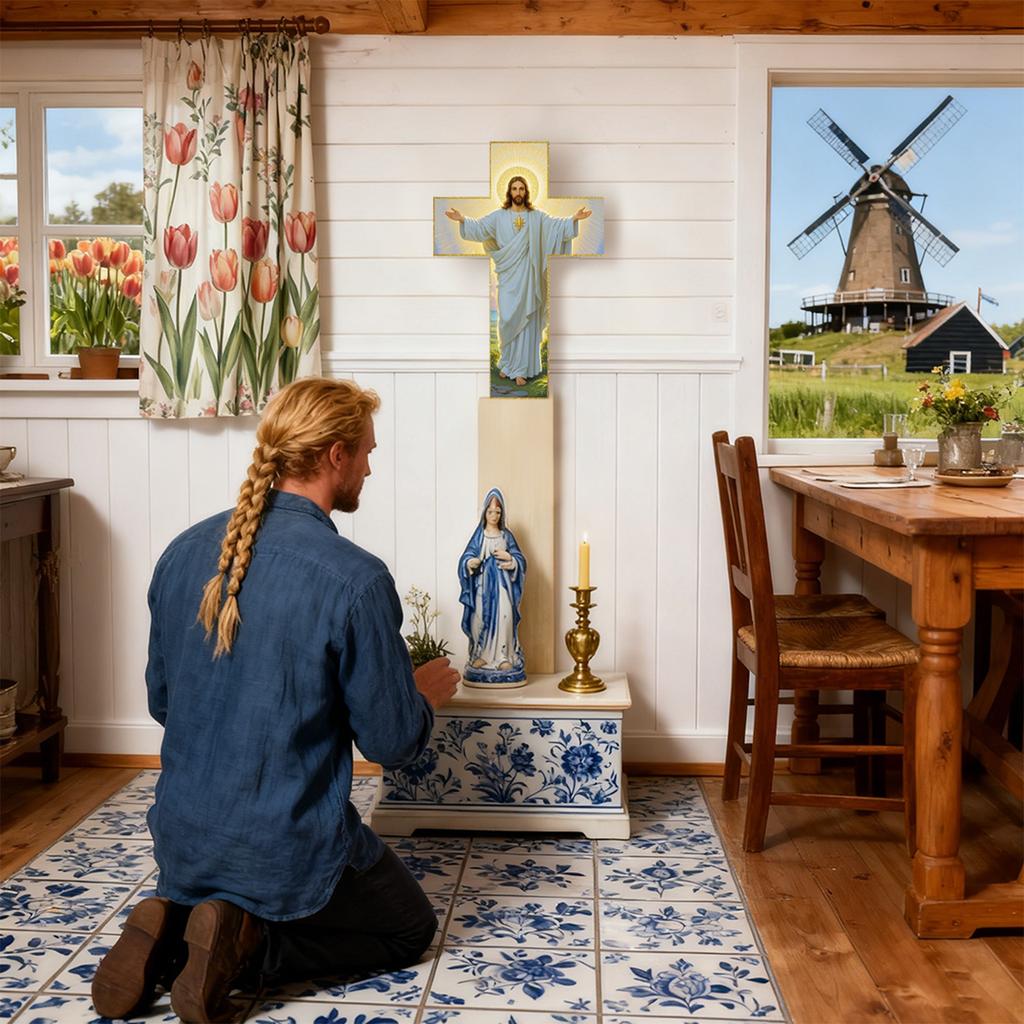 Vintage Dřevěný Kristův Nástěnný Kříž, Ručně Vyráběná Náboženská Nástěnná Dekorace, Umění pro Požehnání Domova, Kříž Inspirovaný Písmem pro Obývací Pokoj, Ložnici,