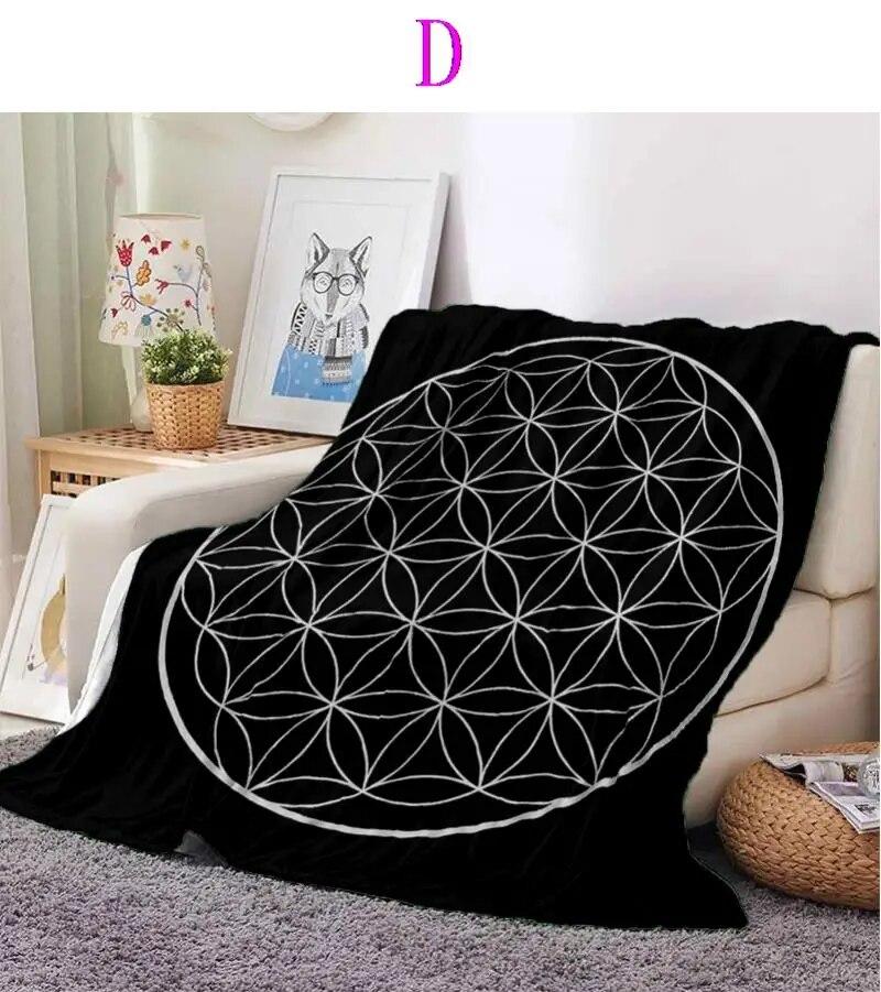 Sacred Planet Geometry Atomite Flower of Life Flannel Warm and Soft Plush Sofa Bed Blanket throw blanket   for picnic