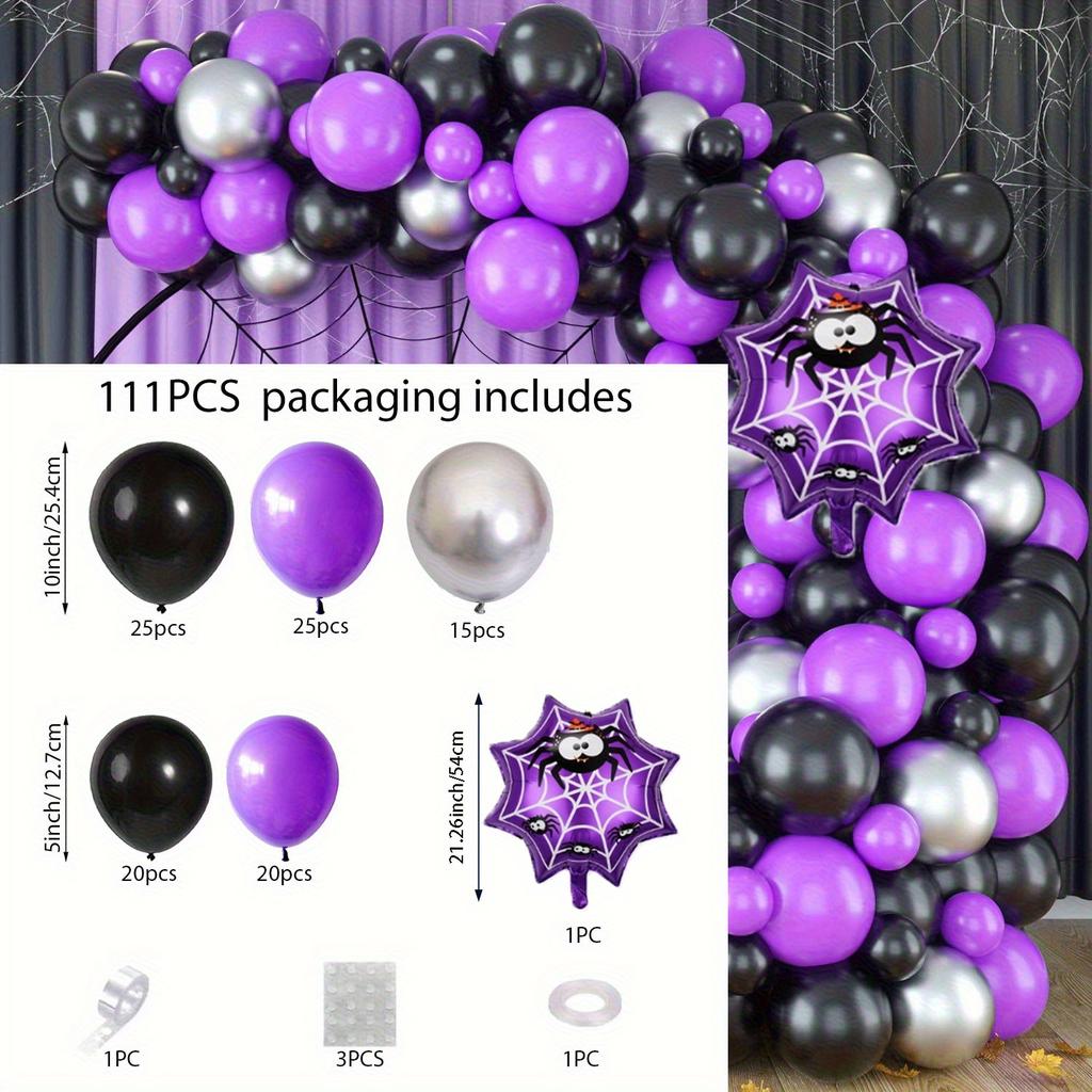 111 Pieces Balloon Garland for Scary Halloween Party Decoration Birthday Balloon Decoration and Event Celebration Supplies