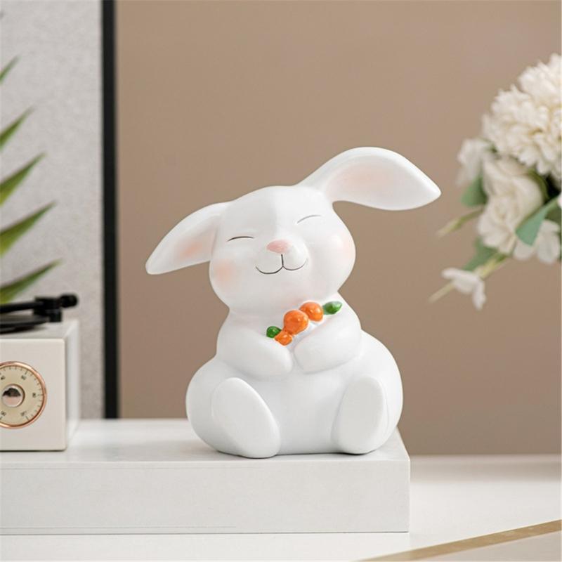Easters Bunnies Ornament Resins Rabbit Hugging Carrot Figurine Sculpture Tabletop Decors for Holiday Decoration Lover