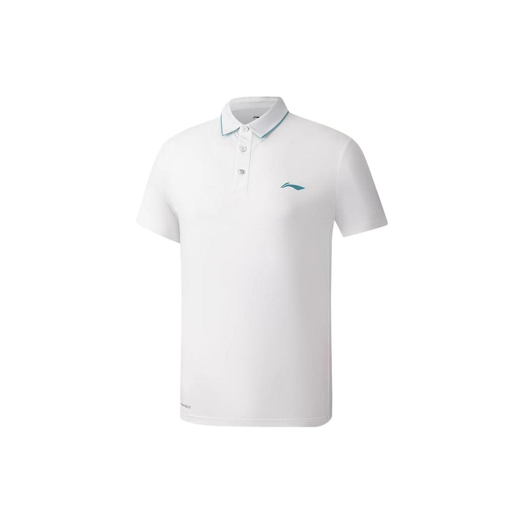 Li Ning Fitness Series Solid Color Logo Print Ice Feel Short Sleeve Polo Shirt Men Polo Shirts White APLS173-4