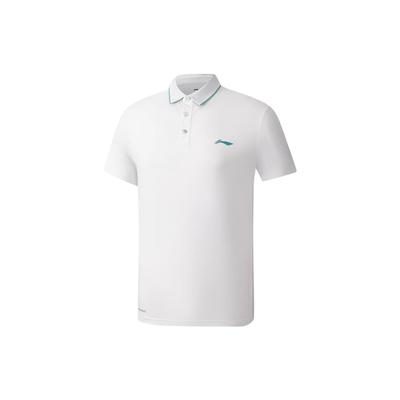 Li Ning Fitness Series Solid Color Logo Print Ice Feel Short Sleeve Polo Shirt Men Polo Shirts White APLS173-4