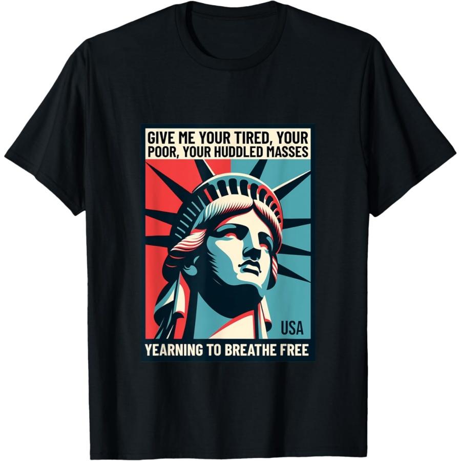 

Statue of Liberty Immigration Tee – Yearning to Breathe Free T-Shirt XXXXXL чорний