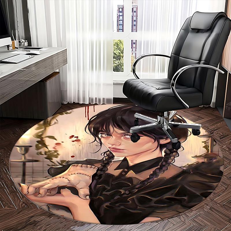 Gothic Fashion,The Addams Family Chair mat Round Rug Office carpet, Non slip, Suitable for Living Rooms, Bedrooms,Decor1205729a