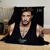1pc Johnny Hallyday Black and White Album blanket, al season lightweigh Poster blanket home office outdoor nap multifunc Poster blanketional blanket