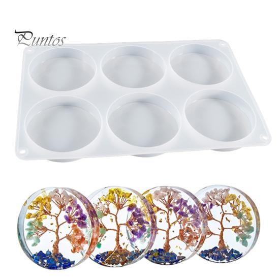 Creative Epoxy Resin Project Mold Silicone Molds for Large Round with 6 Cavities Deep Shape Casting Coasters DIY Crafts Wood Inlays Baking