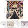 [Retro Shower Curtain] 1Pc Retro Desert Sunset Shower Curtain - Polyester Bathroom Decor - Western-Themed Art
