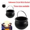 Halloween Witch Cauldron: Black Flame Pot Candy Bucket Ornaments