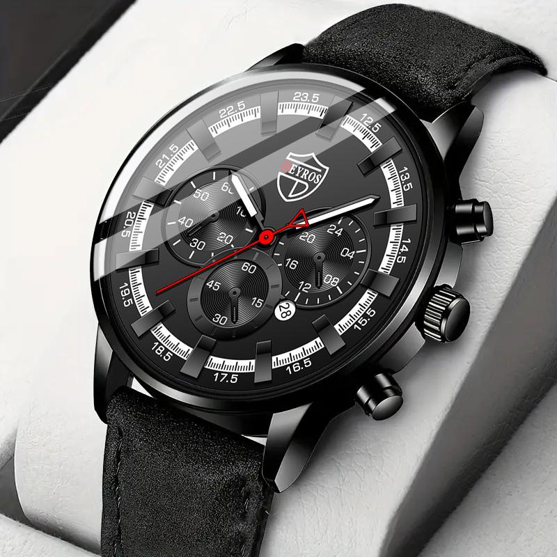 

Модные роскошные мужские деловые кварцевые часы аналоговые наручные часы из искусственной кожи с