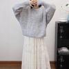 Autumn and Winter New Back Strap Bow Knitted Sweater Top Sequined Design Loose Sweater Pullover Woman