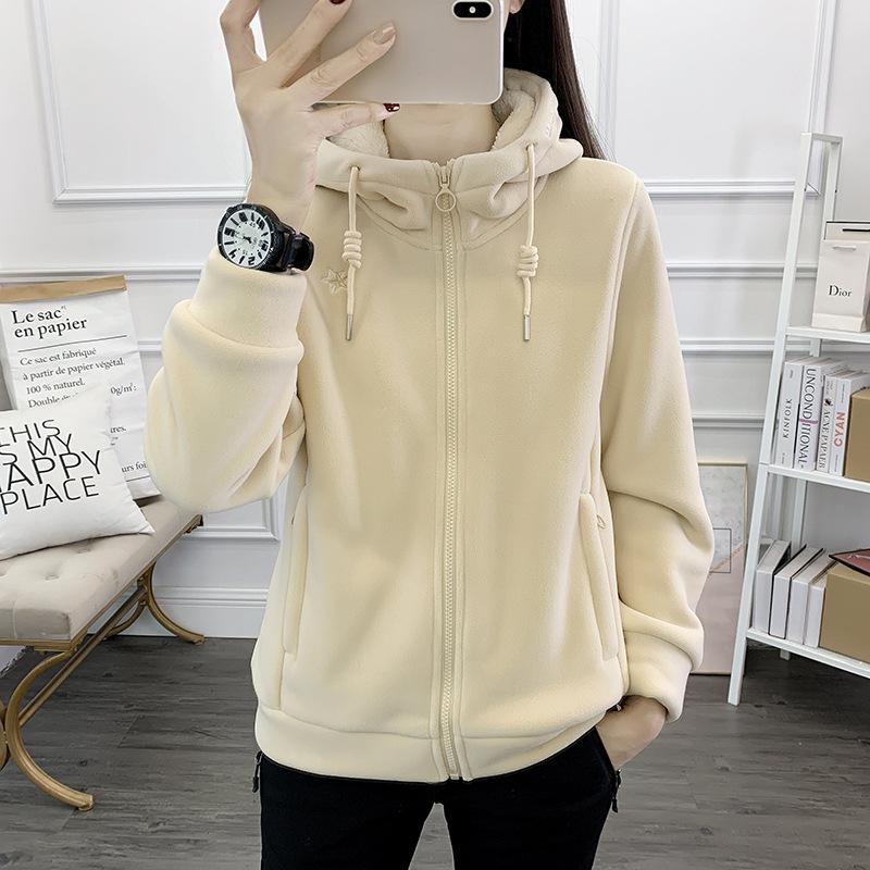 

Winter Outdoor Fleece Women s Soft Shell Plus Velvet Thick Sweater Sports Warm Hooded Jacket XXXXL