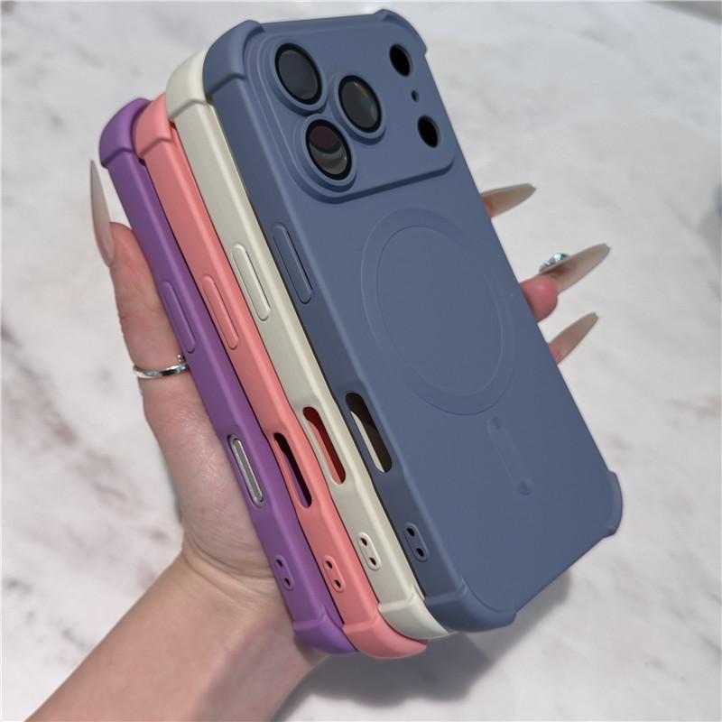 Liquid Silicone Phone Case For iPhone 17 Air 16 15 14 13 12 Pro Max Plus Magsafe Magnetic Wireless Charge Soft Cover Capa