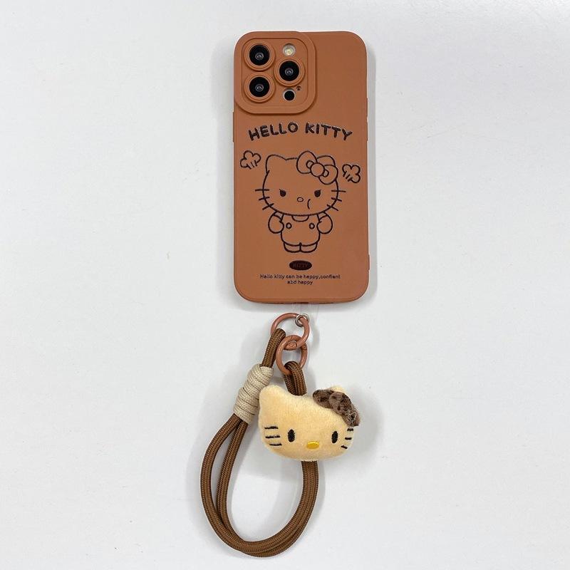 Japan and Korea cartoon suitable for OPPO Reno11 mobile phone case cute brown kitty cat A3X cartoon plush bracelet