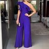 Schrägschulter Rüschen Design Plus Size Damen Jumpsuit