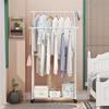 Movable Coat Rack Double Clothes Shelf Simple Rod Clothes Floor-Standing Bedroom Telescopic Floor Hangers Storage Coat Rack