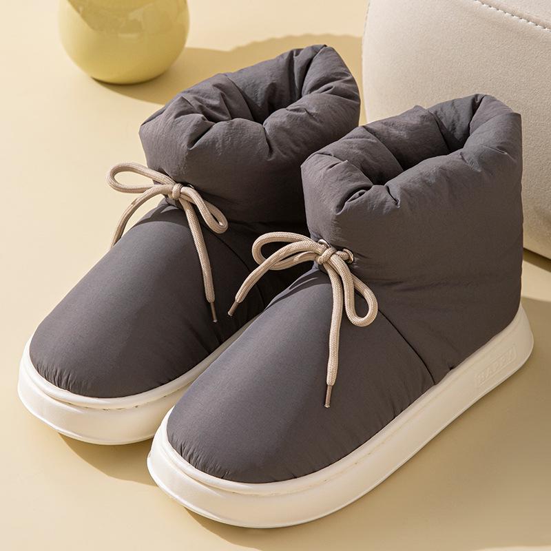 Women's 2025 Winter High-Top Cotton Slippers: Outdoor, Warm, Thick-Soled, Couple's Cold-Proof Design